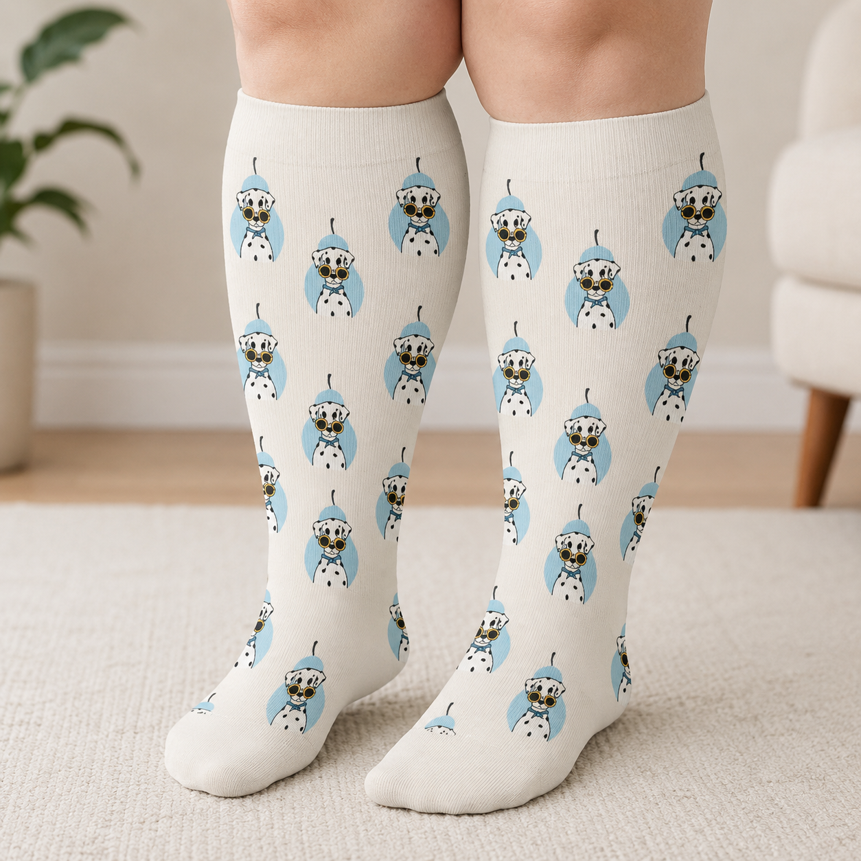Plusock Plus Size Dalmatian Cat Compression Socks - image 3