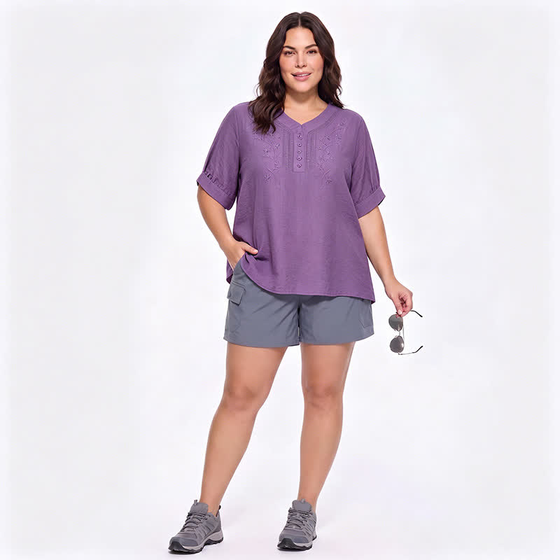 Plusock Plus Size Embroidered Relaxed Blouse - image 2