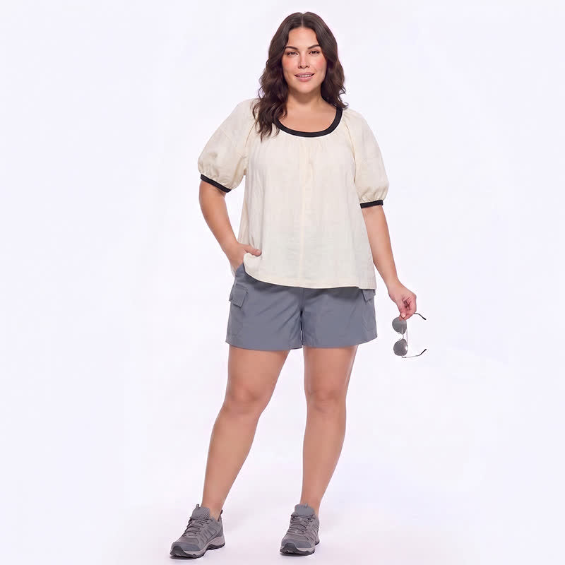 Plusock Contrast Trim Relaxed Everyday Blouse - image 2