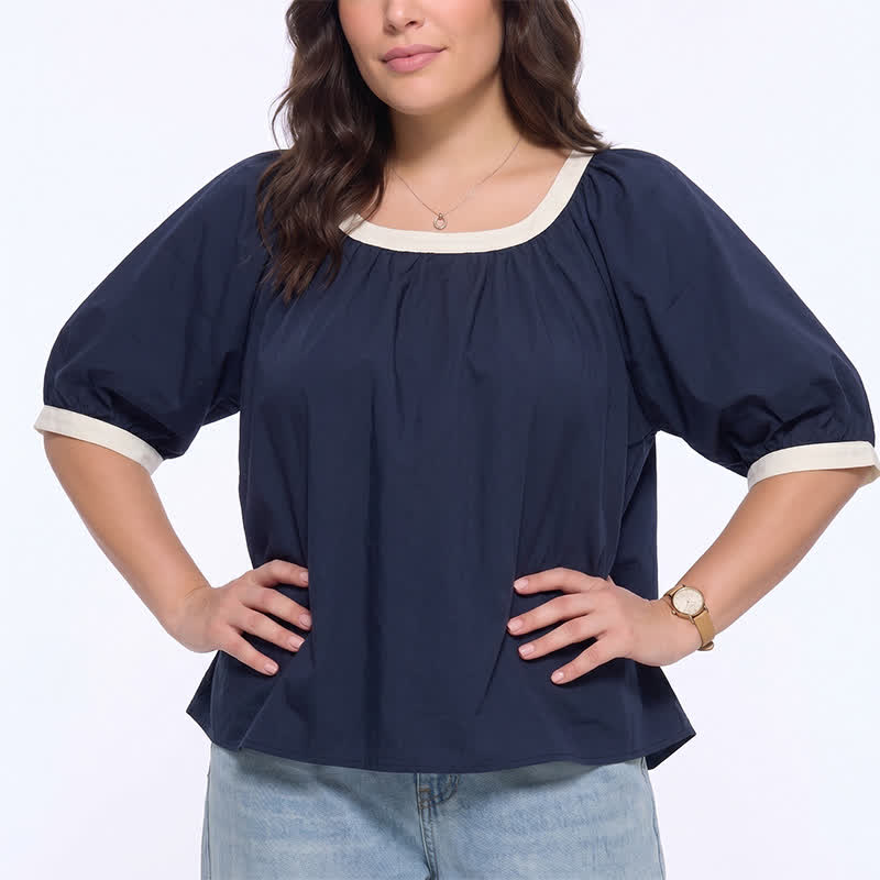 Plusock Contrast Trim Relaxed Everyday Blouse - image 7