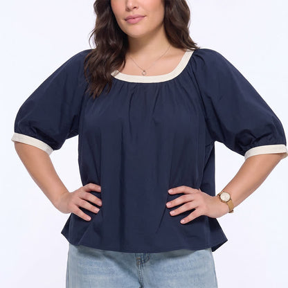 Plusock Contrast Trim Relaxed Everyday Blouse - image 7