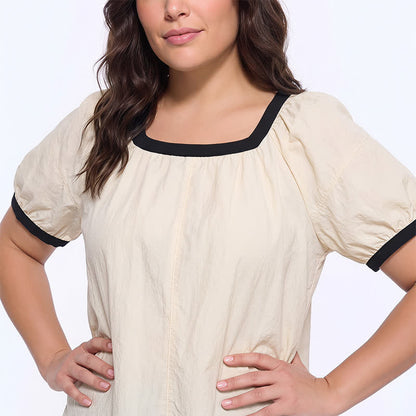 Plusock Contrast Trim Relaxed Everyday Blouse - image 3