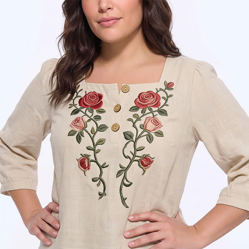 Plusock Plus Size Floral Square Neck Blouse - image 7