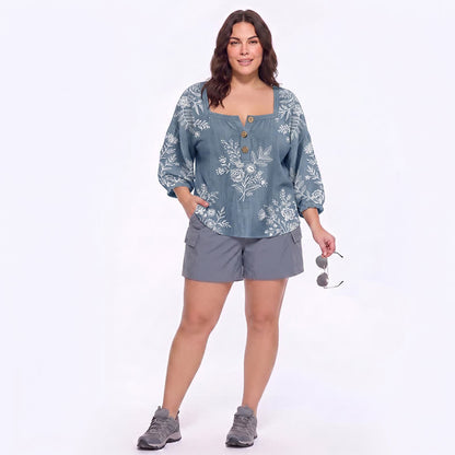 Plusock Plus Size Floral Square Neck Blouse - image 10