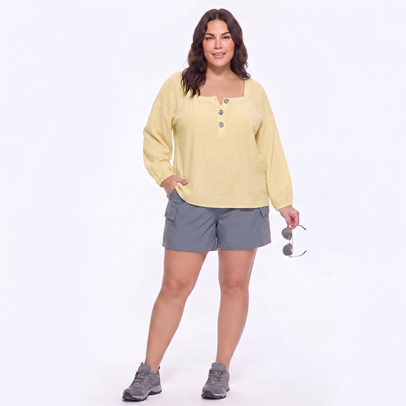Plusock Plus Size Floral Square Neck Blouse - image 2