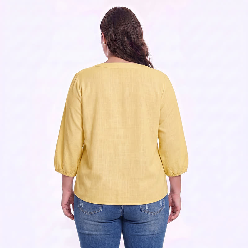 Plusock Plus Size Floral Square Neck Blouse - image 1