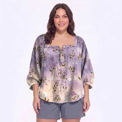 Plusock Plus Size Floral Square Neck Blouse - F - 5XL - image 13