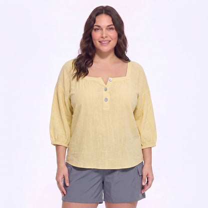 Plusock Plus Size Floral Square Neck Blouse - B - 5XL - image 0