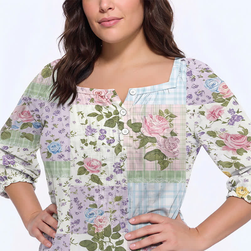 Plusock Plus Size Floral Square Neck Blouse - image 23