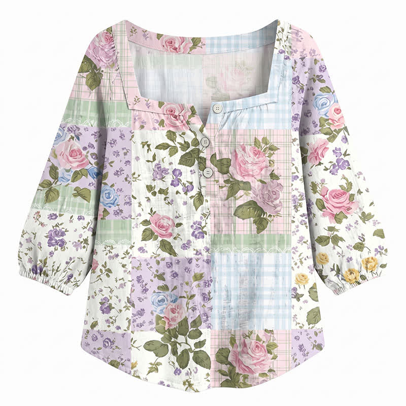 Plusock Plus Size Floral Square Neck Blouse - image 28