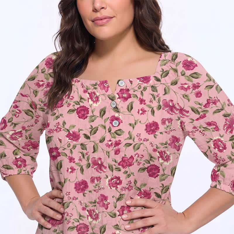 Plusock Plus Size Floral Square Neck Blouse - image 19