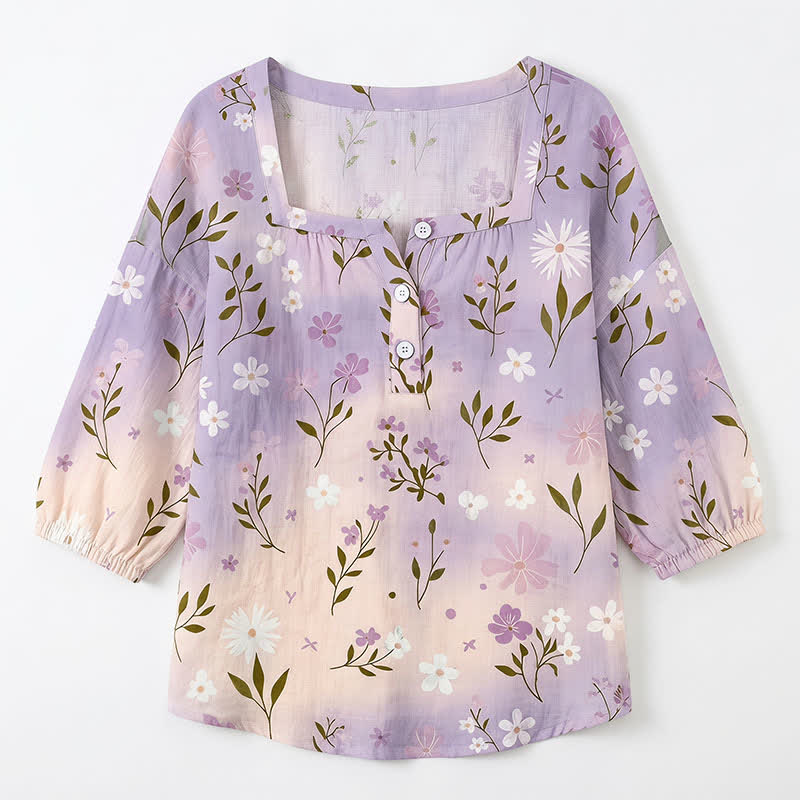 Plusock Plus Size Floral Square Neck Blouse - image 24