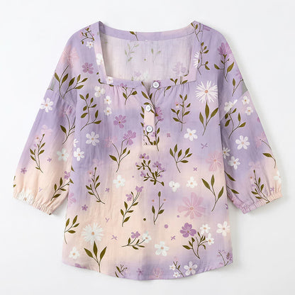 Plusock Plus Size Floral Square Neck Blouse - image 24
