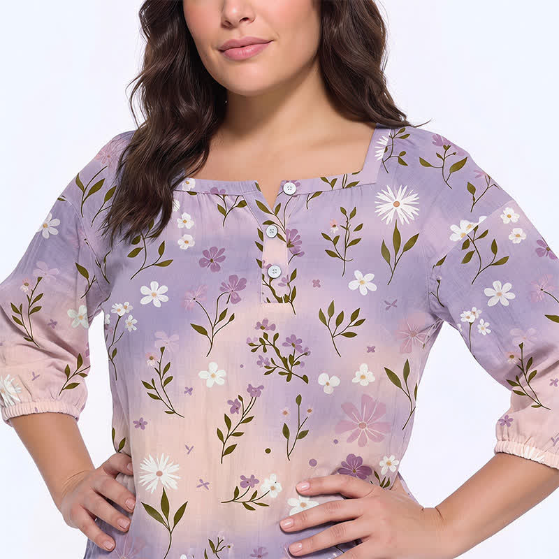 Plusock Plus Size Floral Square Neck Blouse - image 15