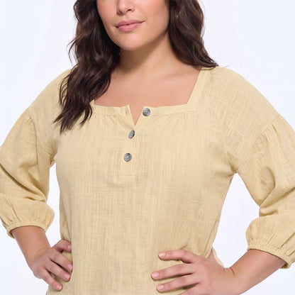 Plusock Plus Size Floral Square Neck Blouse - image 3