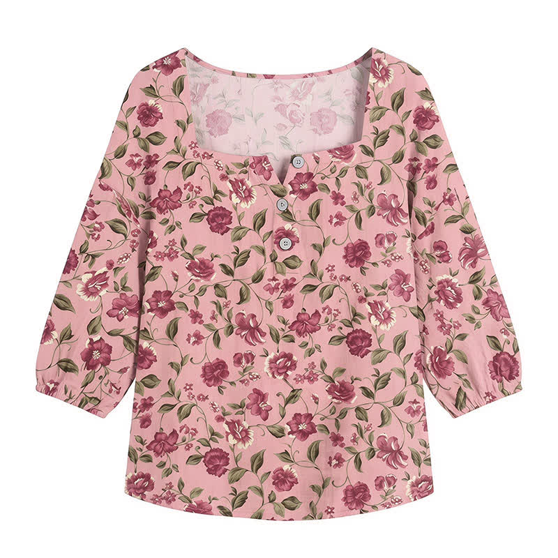 Plusock Plus Size Floral Square Neck Blouse - image 26