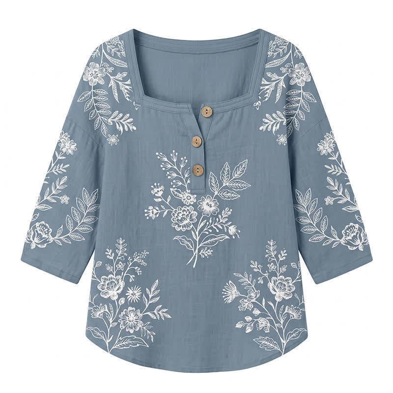 Plusock Plus Size Floral Square Neck Blouse - image 27