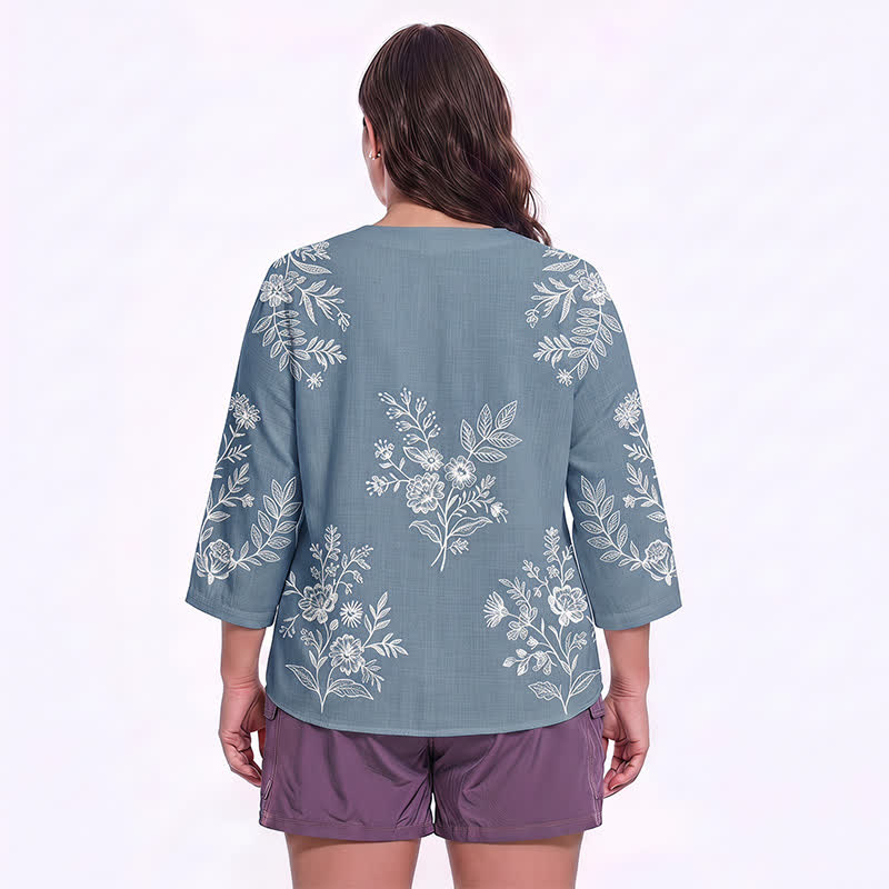 Plusock Plus Size Floral Square Neck Blouse - image 9