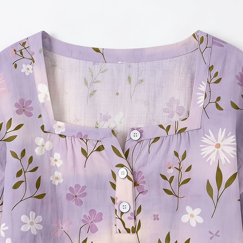 Plusock Plus Size Floral Square Neck Blouse - image 30