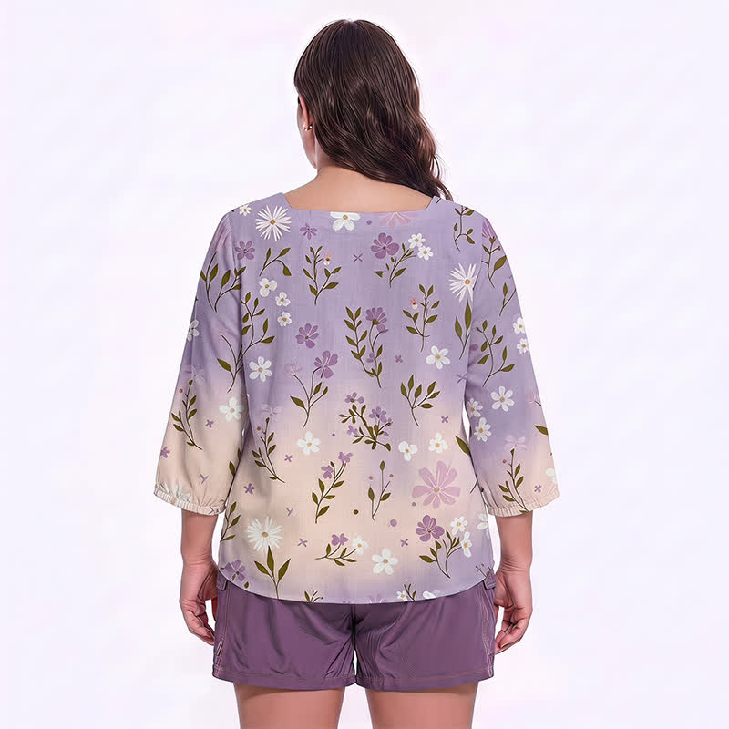 Plusock Plus Size Floral Square Neck Blouse - image 12