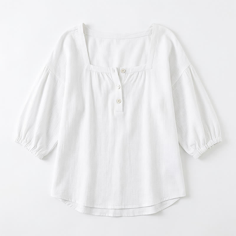Plusock Plus Size Square Neck Button Front Casual Blouse - image 23