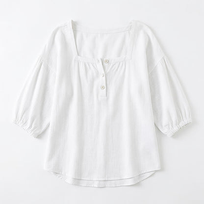 Plusock Plus Size Square Neck Button Front Casual Blouse - image 23