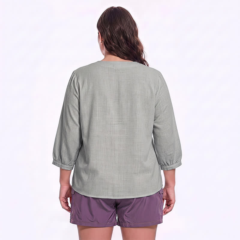 Plusock Plus Size Square Neck Button Front Casual Blouse - image 13