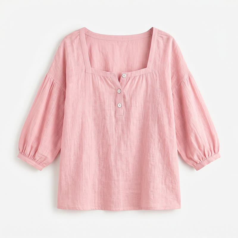Plusock Plus Size Square Neck Button Front Casual Blouse - image 25