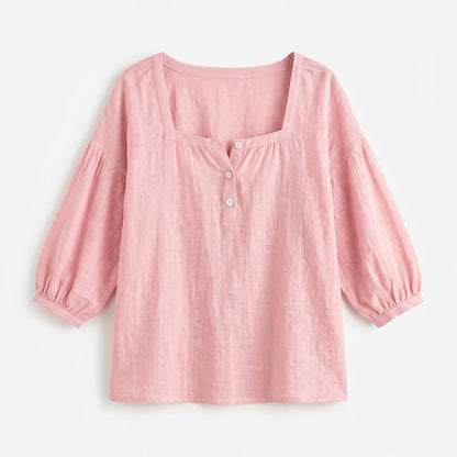 Plusock Plus Size Square Neck Button Front Casual Blouse - image 25