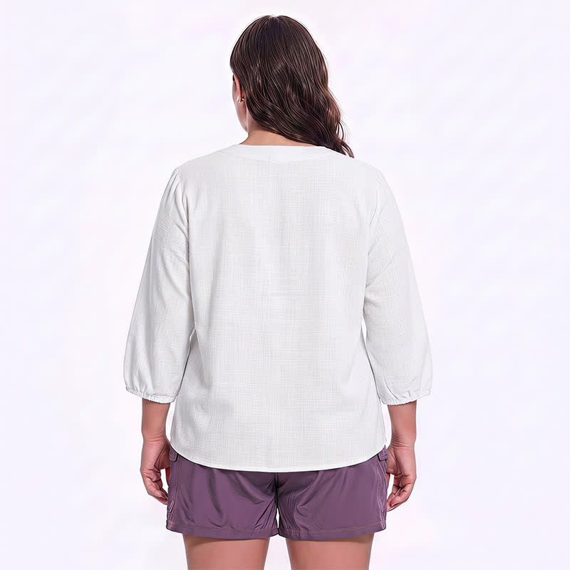 Plusock Plus Size Square Neck Button Front Casual Blouse - image 9