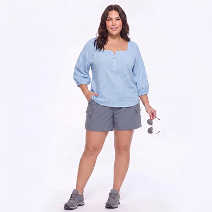 Plusock Plus Size Square Neck Button Front Casual Blouse - image 6