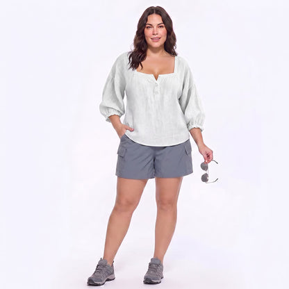 Plusock Plus Size Square Neck Button Front Casual Blouse - image 10