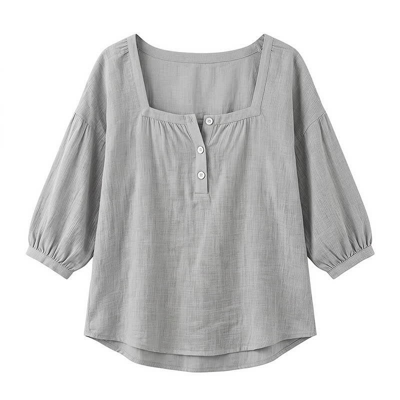 Plusock Plus Size Square Neck Button Front Casual Blouse - image 28