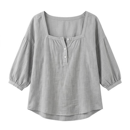 Plusock Plus Size Square Neck Button Front Casual Blouse - image 28