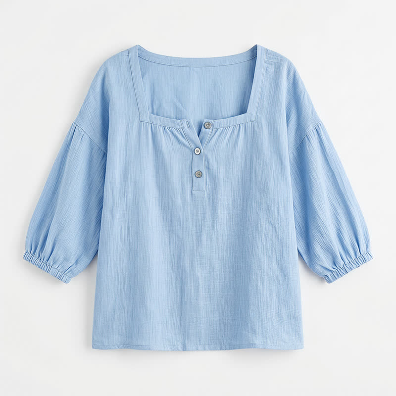 Plusock Plus Size Square Neck Button Front Casual Blouse - image 26