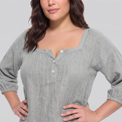 Plusock Plus Size Square Neck Button Front Casual Blouse - image 15