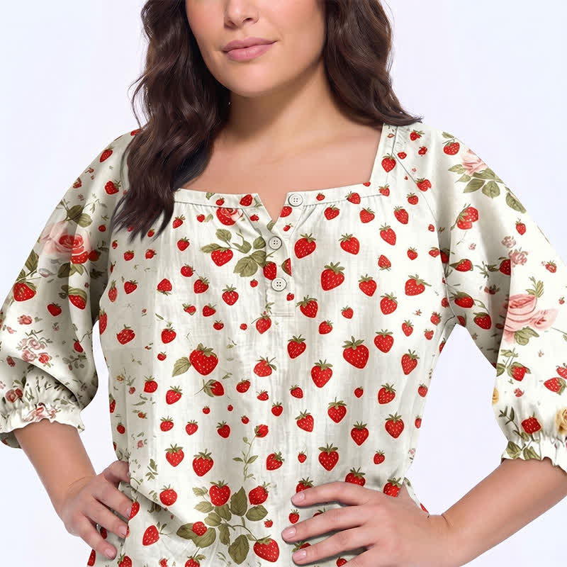 Plusock Plus Size Square Neck Button Front Casual Blouse - image 19