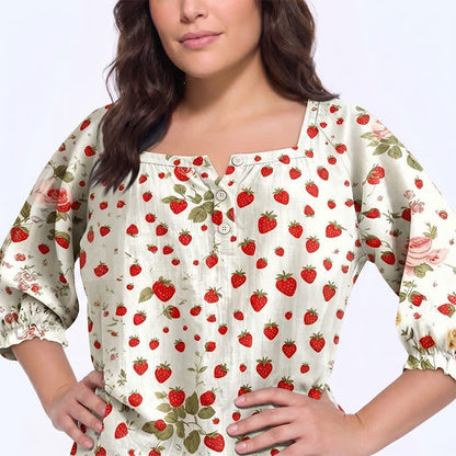 Plusock Plus Size Square Neck Button Front Casual Blouse - image 19