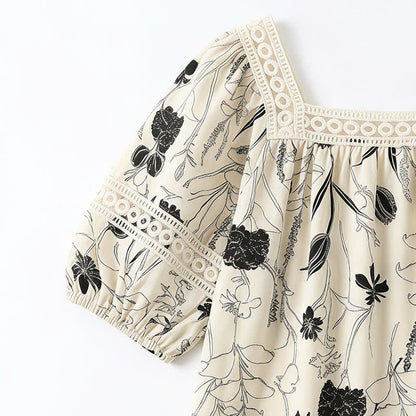 Plusock Vintage Floral Lace Square Neck Blouse - image 11