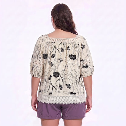 Plusock Vintage Floral Lace Square Neck Blouse - image 5