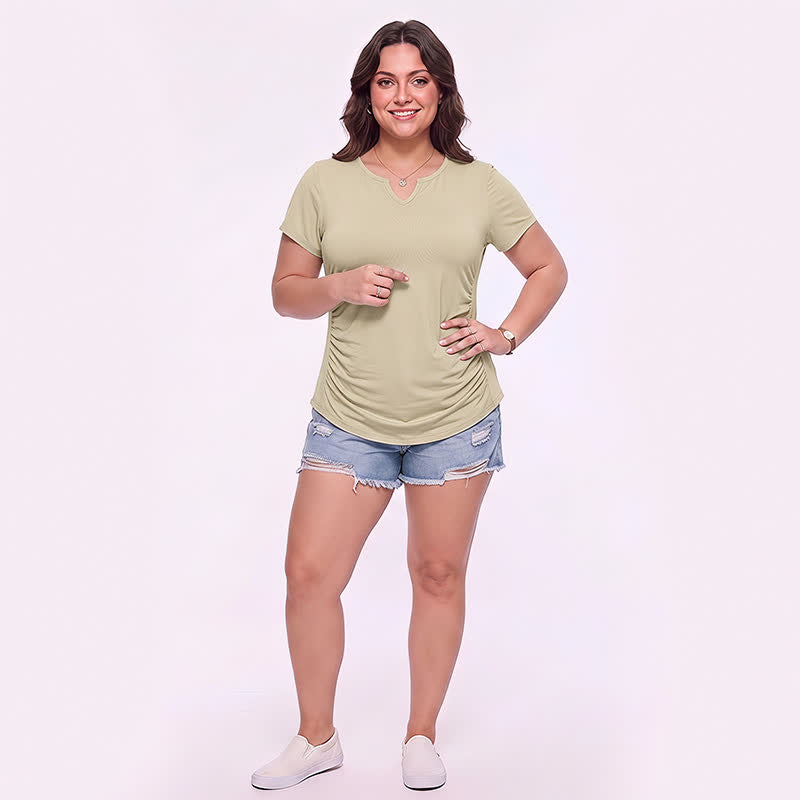 Plusock Plus Size Ruched V Neck Sports Shirt - image 2