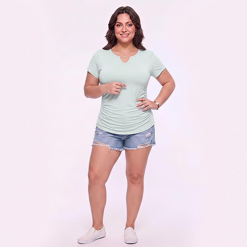 Plusock Plus Size Ruched V Neck Sports Shirt - image 6