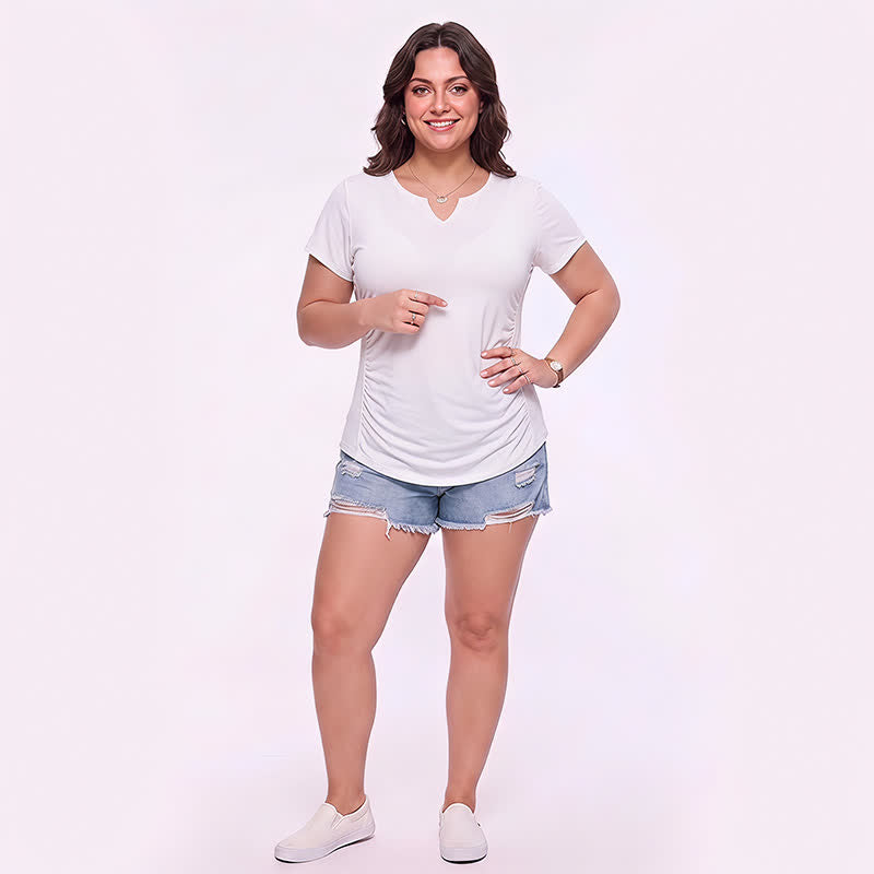 Plusock Plus Size Ruched V Neck Sports Shirt - image 10