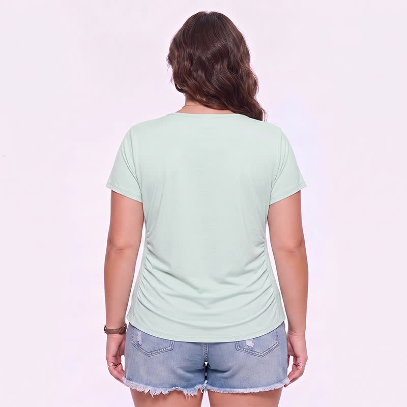 Plusock Plus Size Ruched V Neck Sports Shirt - image 5