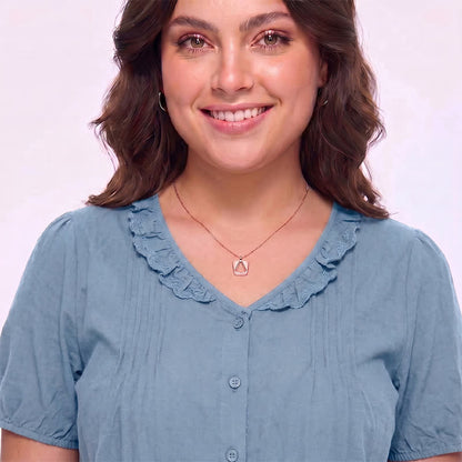 Plusock Ruffled V Neck Button Front Everyday Blouse - image 2