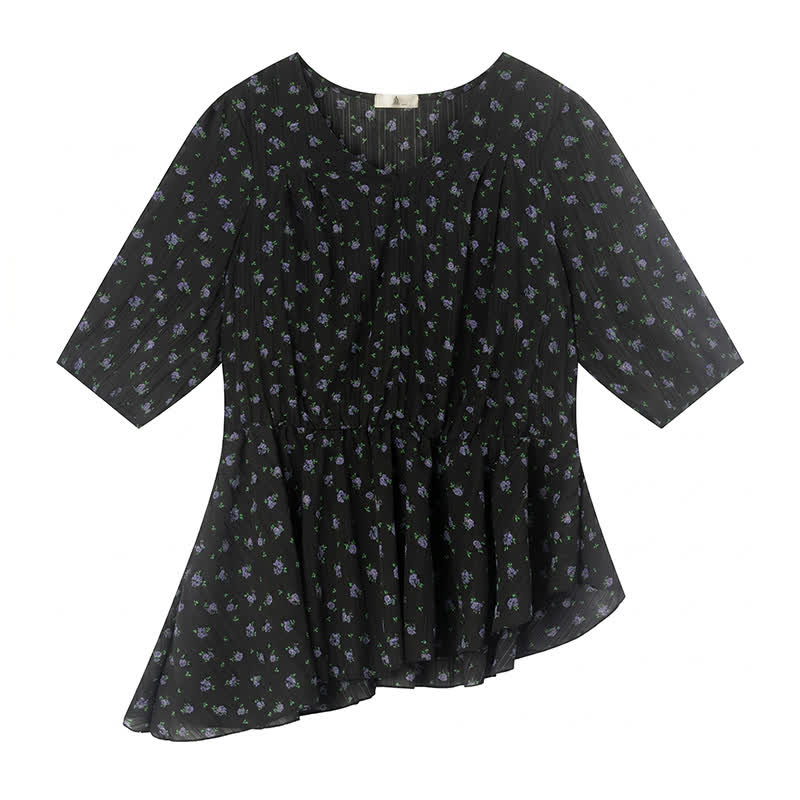 Plusock Plus Size Floral Chiffon Peplum Blouse - image 5