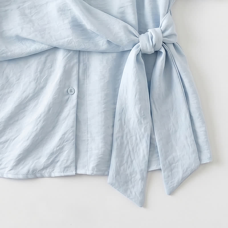 Plusock Breezy Tie Waist Collared Button Up Summer Blouse - image 16