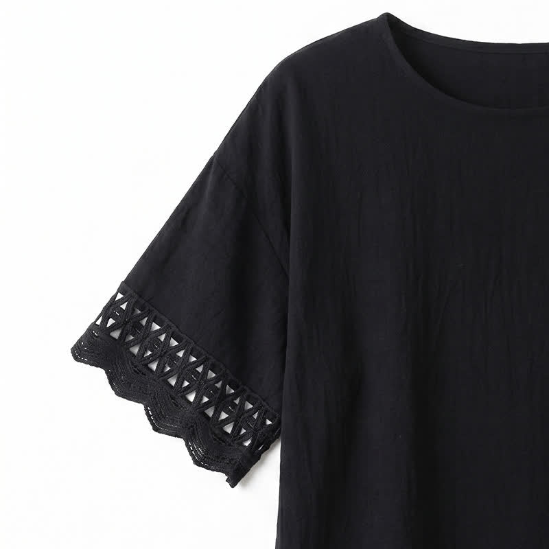 Plusock Plus Size Lace Trim Short Sleeve Blouse - image 10