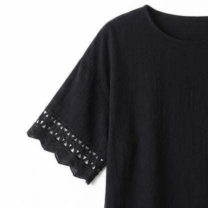 Plusock Plus Size Lace Trim Short Sleeve Blouse - image 10