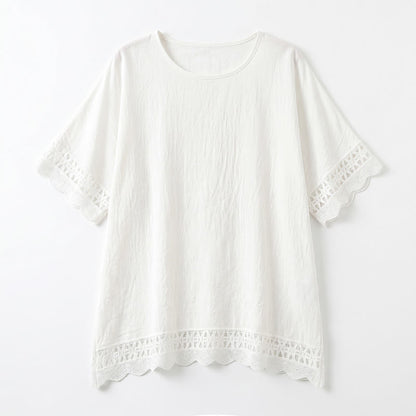 Plusock Plus Size Lace Trim Short Sleeve Blouse - image 8